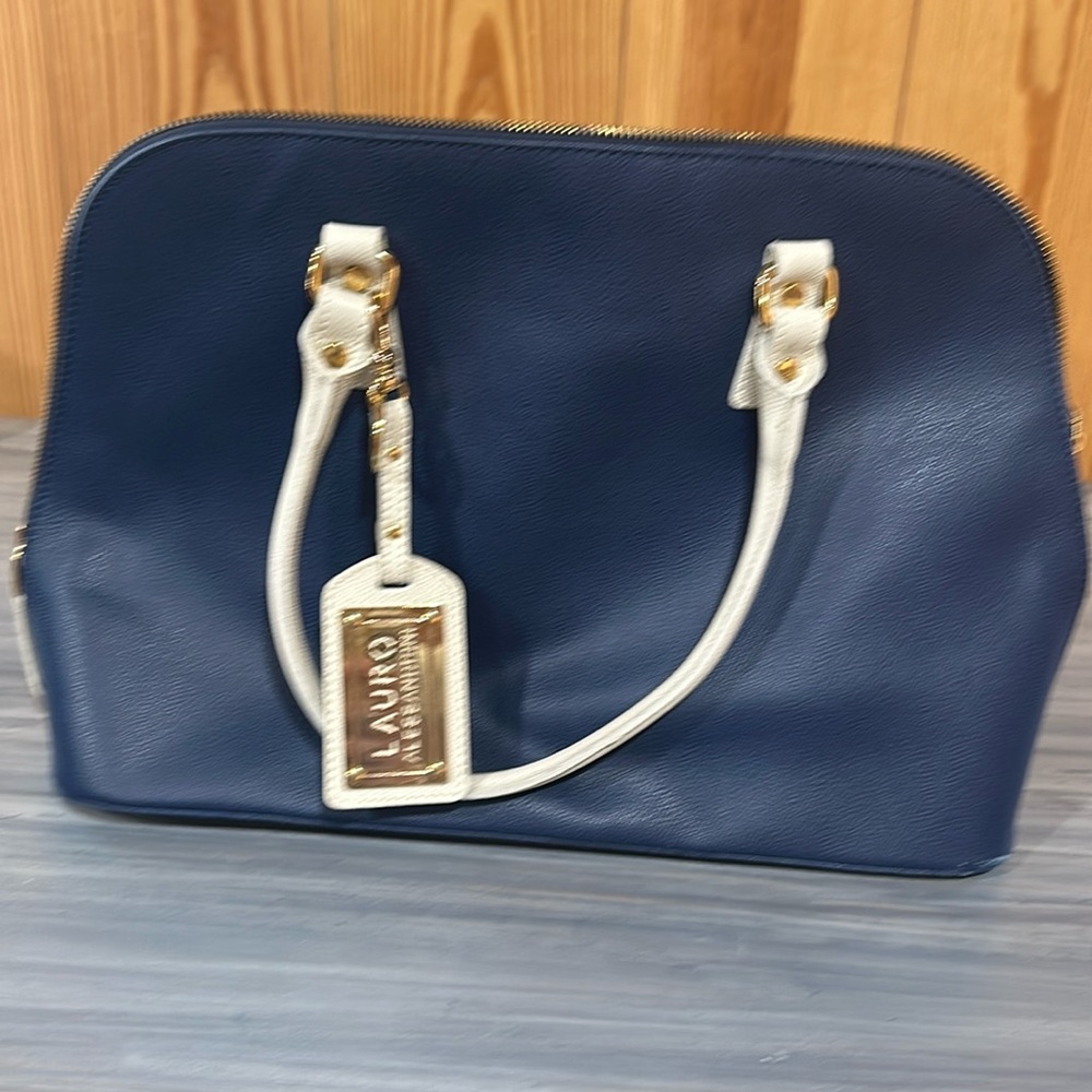 Lauro Alessandrini Blue and White Italian Hand Bag.